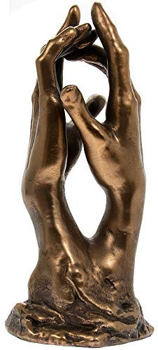 THORNE ANTIQUES AND COLLECTABLES Le Secret - Bronzed Hands Entwined Sculpture Inspired by Rodin, Bronze Idea