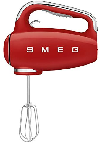SMEG HMF01 9-Speed Retro Hand Mixer – 220W Motor, Smooth Start, Turbo Function, LED Timer Display, Stainless Steel Whisks, Beaters & Dough Hooks, Premium Die-Cast Aluminum Body
