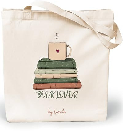 Loxato Stoffbeutel Bedruckt - Stofftasche - Baumwolltasche Bedruckt 100% B35 x H42 x T8 cm - Tragetasche Canvas-Stoff 220 g/m2 - Jutebeutel - Einkaufstasche Lange Henkel 70cm - Einkaufsbeutel