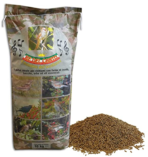 Re del Canto, Mantenimento - 1 Pack da 10kg - Pellet 1,5mm - Alimento per Uccelli canori: merli, tordi bottaccio, sasselli, cesene, fringuelli, peppole - Mangime, Sacco Carta