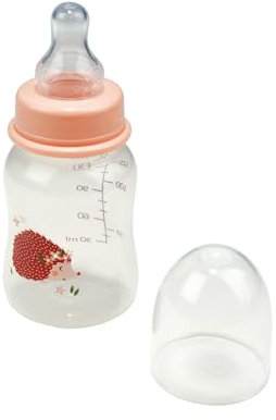 Bébé Douceur, Fläschchen mit schmalem Hals mit Sauger, variabler Durchfluss, Silikon, 125 ml, Igel, magischer Bohrer