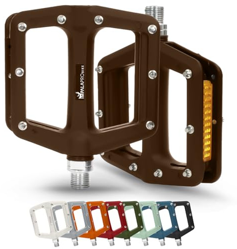 IMPALAPRO - Pedale Velo avec Reflecteurs en Fibre de Nylon (Marron)