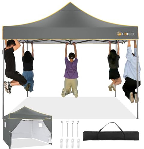 HOTEEL Barnum Pliant 3x3 Tonnelle Pliante Professionnel avec 4 Parois LatéRales, Tonnelle De Jardin Exterieur Tente Impermable UV 50+ pour FêTe, Festival, Camping, Gris