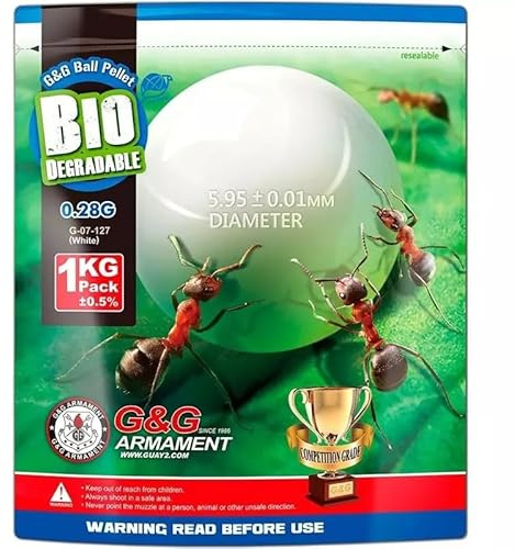 Bolas de 0,28 g Blancas para Airsoft biodegradables. Bolsa de 1 kg 3575 BBS - Marca G&G