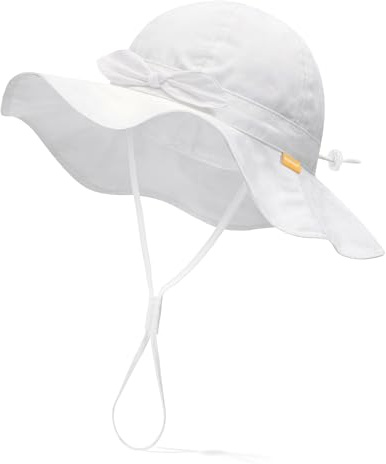 FURTALK Baby Girl Wide Brim Sun Hat with UPF 50+ Toddler Baby Sun Protection White