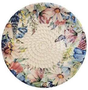 AMRAMI® Handmade Keramik Knoblauch Ingwer Reibeteller mit Pinsel-Flora