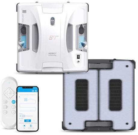 Hobot S7 Pro Robot Window Cleaner – Dual Mop Polish, 15nm Ultrasonic Spray, 4800Pa Suction, App + Remote Control, Framed/Frameless Glass, Indoor/Outdoor Use