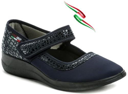 GAVIGA scarpe pantofole ballerine elasticizzate decorate donna con fibbia strappo alluce valgo e riabilitazione made in ITALY (nero, Sistema Taglie Calzature EU, Adulto, Donna, Numero, Media, 39)