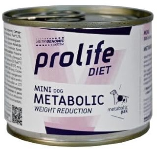 Prolife Metabolic cane, alimento completo dietetico per cani con disturbi metabolici, dieta veterinaria, gusto Pollo e Agnello | 6 scatolette da 200 grammi l'una.