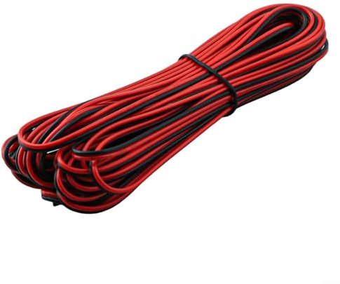 Honseadek Câble d'extension de 10 m à 2 broches, câble d'alimentation basse tension 18 AWG, fil de raccordement en cuivre étamé pour bandes lumineuses LED, câble toronné noir et rouge (2 broches-20WAG