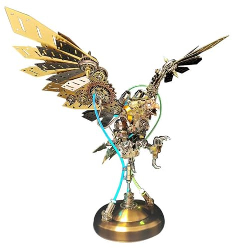 Juego de construcción de águila mecánica 3D Steampunk de metal, 650 piezas, montaje DIY con iluminación LED, figura coleccionable industrial para adultos (águila)