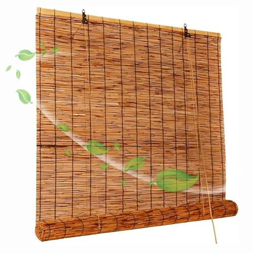 Natural Bamboo Roller Blinds 30 36 48 60 72 78 80”Width Outdoor Bamboo Roll up Shades 59 64 84 96 Height, Easy to Install Reed Curtain Sun Shade for Porch, Patio, Yard, Windows(78W x 84H)