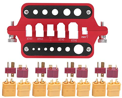 Universal RC Bil Fordonsmodell Svetsstation Lödverktyg med XT60 T Plug Set Justerbara muttrar Värmebeständigt isoleringslager för XT60 XT90 T Plug Banan Pluggar Röd Metall