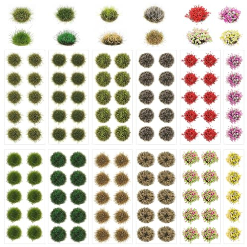 110 stycken gräsbusslar växter modell mini tuft terrängmodell gör-det-själv miniatyr blomma statisk tuft modellbygge blommor bussla gräsmatta för tåg landskap konstgräs miniatyr gräs