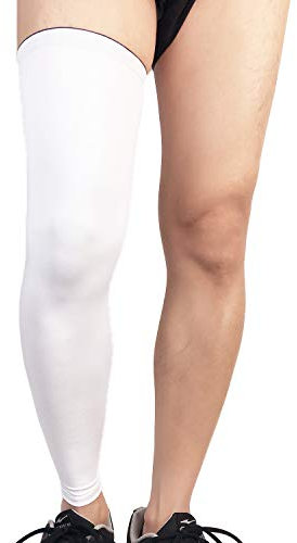 Xindiqiu AUXDIQ Calentadores de Piernas Ciclismo Perneras Manga de Compresión Mangas de Pierna de Compresión para Hombres Mujeres Blanco L