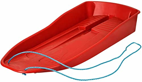 Easy Shopping Heavy Duty Colour Large Adults Kids Children Snow Sledges Toboggan Sledge Red Blue Pink Black With Rope Sled Play Snow Ice (Red)