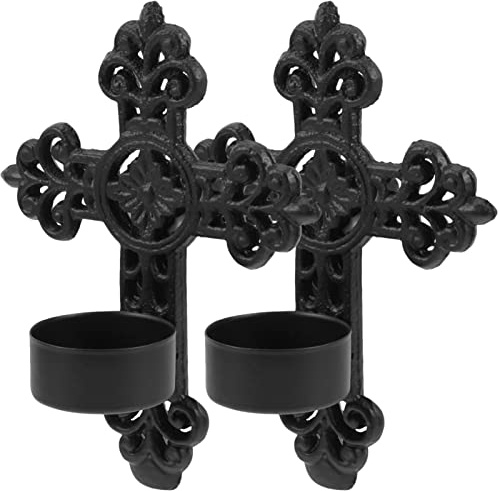 FOMIYES Vintage Decor 2pcs Wall Sconce Candle Holder Mounted Vintage Wall Hanging Tealight Pillar Candlesticks Holder Art Candle Stand Wedding Decor