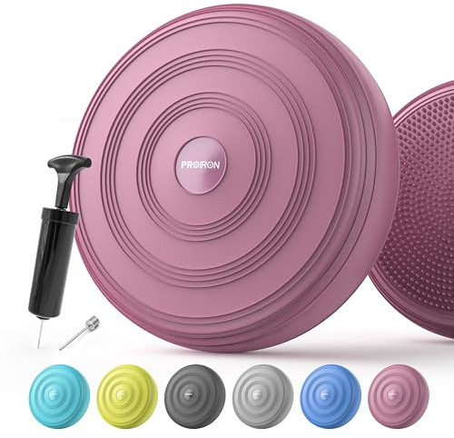 PROIRON Cojín de Equilibrio y Yoga Antideslizante de 33cm con Bombín de Aire, Propioceptivo e Hinchable, Soporte Lumbar, Core Balance Disc Trainer para Fitness, Pilates