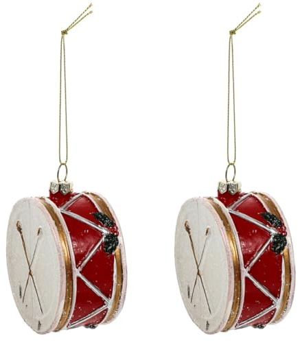 2Pcs Drum Ornaments for Christmas Tree Christmas Ornaments Pendant Xmas Tree Hangings Decor Holiday Hanging Figure Household Decoration Drum Keychain Charm