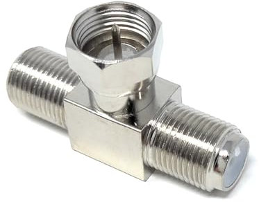 DRUT 1pcs F-Type 2 Way Y Splitter Combiner TV Satellite Freeview Antenna Distributor Coax Adapter Male to 2 Female Distributor Silver