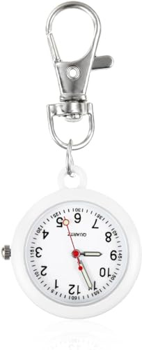 Rosojodg Fob Watch Nurses Simple Metal Nurses Fob Fashion Quartz Pocket with Key Buckle Unisex Portable Nurse Fob Watch for Doctors Nurses Chefs Hiking Climbing, Car Keychain