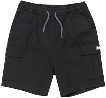 Quiksilver, Taxer Cargo Pantalones Cortos de Cintura elástica, Niño, 8 años, Black
