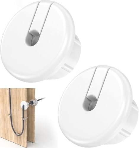 CLKE 2 pasacables blancos para pared, pasacables para canaletas de cable Ethernet, agujeros de alambre para muebles
