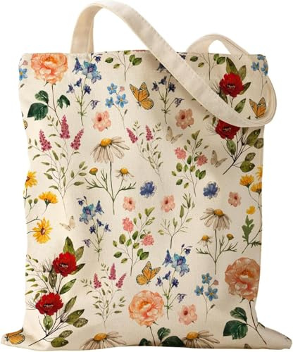 GIEEU Borsa Tote Estetica in Tela per Donna, Borsa Shopper Riutilizzabile con Tasca Interna a Cerniera, Grande Borsa in Cotone per Palestra, Lavoro e Viaggi