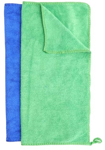 FIUTEKO Set di 2 asciugamani assorbenti, 30 x 30 cm, in microfibra, morbido asciugamano per ospiti per viso e cucina, ad asciugatura rapida e delicato sulla pelle, blu e verde per il bagno