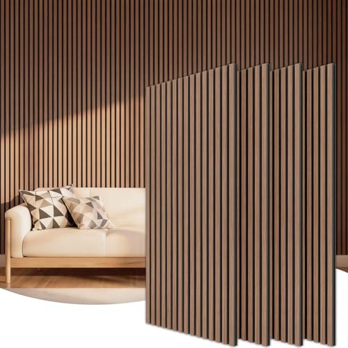 TONOR Wood Wall Panels for Wall, 4 Pack 47.2 x 23.6(31ft²) Acoustic Wall Panels, Wood Slat Acoustic Panels for Noise Cancelling and Decoration, Living Room, Bedroom, Office, Walnut