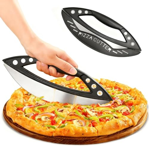 TENGWA Tijeras Pizzaa 29,6 cm Acero Inoxidable Cortador Pizza Grande Tapa Protectora Revestimiento Adhesivo con 6 Orificios para Pelar HierbasLavable a Máquina Apto para Repostería y Verduras