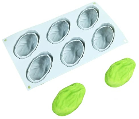 Molde de silicona de pistacho con 6 cavidades, molde de postre antiadherente de grado alimenticio de 11.7 pulgadas para hornear, mousse, gelatina y pasteles, sin BPA, flexible para horno, congelador