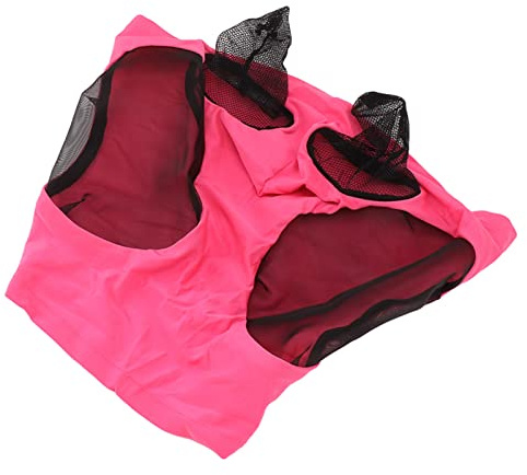 Phefop Hästflugmask med öron Hästmesh Flugmask Hästskydd med Lång Näsa -skydd Anti-myggstickat Tyg för Alla Hästar Arab Cob (Rose Red)