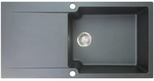 Essebagno Lisse évier réversible 1 grande cuve 1 égouttoir en résine noir