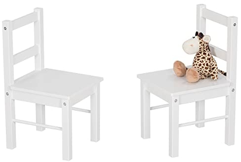 UTEX Child's Wooden Chair Pair for Play or Activity, Set of 2, White …
