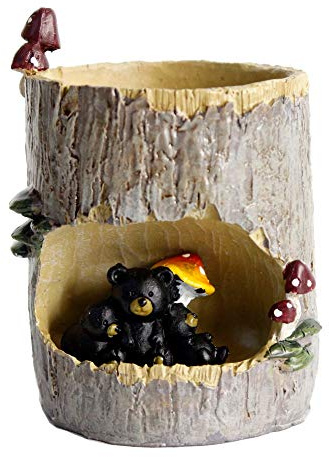 FunnyGoo Sukkulenten-Übertopf, Blumentöpfe, Bonsai-Töpfe mit niedlichen Tieren für Büro, Balkon und Garten, Schwarz , Black Bear