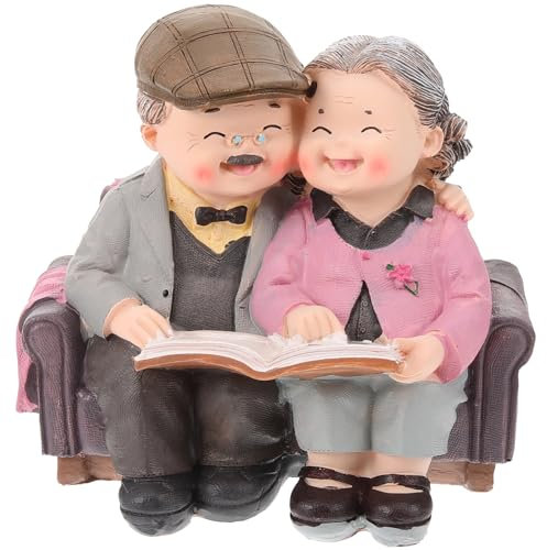 WINOMO Älteres Paar Figur Opa Oma Kuchen Topper Großeltern Torte Topper Tortenfigur Kuchendeckel Statue Skulptur Desktop Ornament für Valentinstag Jubiläum Party Dekoration