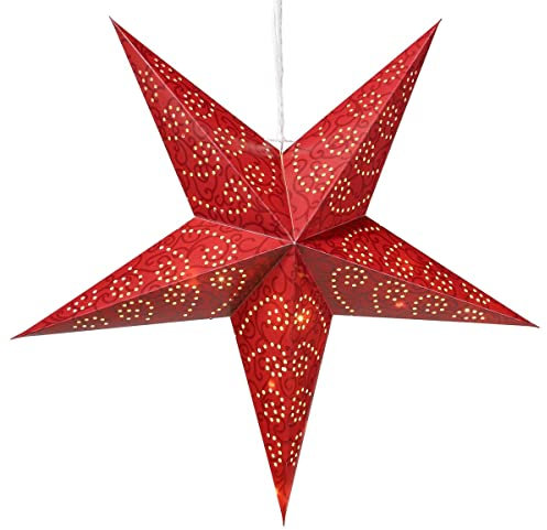 bonsport LED Papierstern beleuchtet :: Weihnachtsstern batteriebetrieben: 60 cm groß, rot