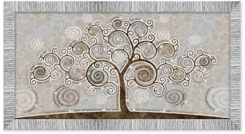 Lupia - Quadro Moderno con Cornice GIOVY Bianca Argento, Tree Mix, Stampa su Pannello in Legno con Glitter, Adatto per Soggiorno, Camera da Letto, Cucina, Ufficio, 60x110 cm, Tema Albero della Vita
