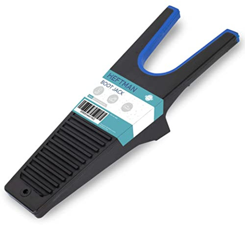 HEFTMAN Stiefelknecht für Gummistiefel - Robuster Boot Jack, Stabiler Stiefelanzieher, Stiefelknecht Kunststoff mit Schuhabstreifer zum Entfernen von Schlamm (Schwarz/Blau)