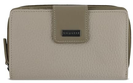 bugatti Sina Reißverschluss-Damenbörse M aus echtem Leder, Geldbörse für Frauen, beige