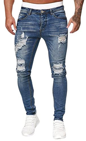 Generico Pantaloni Uomo Tuta Jeans Regular Estivi Slim Fit Elasticizzati Neri A Palazzo da Lavoro da Pittore Corti Strappati