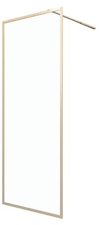 Marwell Walk In Dusche Golden Frame 200x80cm - Duschwand mit 6 mm Einscheibensicherheitsglas - mit ausziehbarem Haltearm - hochwertige Aluminiumrahmen in gebürsteter Optik
