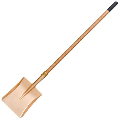WEDO Pala cuadrada grande sin chispas con hoja recta, mango de madera de 55.5 pulgadas de largo con clip de bloqueo (funda antideslizante), pala de excavación, cobre berilio, no magnética, estándar