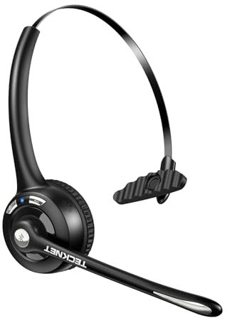 TECKNET Bluetooth Headset, Wireless Headset with Noise Canceling Microphone for Trucker, On-Ear Bluetooth Headphone with Mute Mic for Work