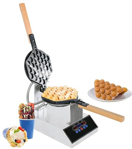Bubble Waffle Maker, Ägg Waffle Maker, Non-Stick beläggning, Digital Display Panel, Rostfritt stål Ägg Waffle Maker Järnmaskin med tid och temperaturkontroll, for hem och kommersiellt bruk
