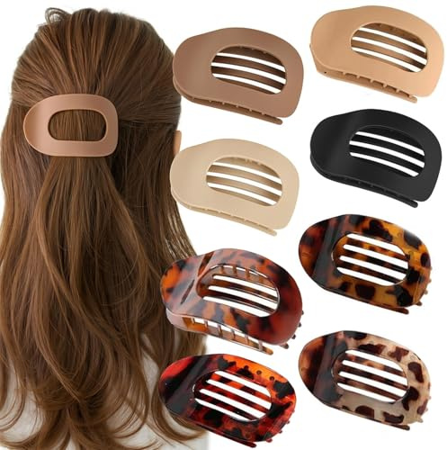 8 Piezas Pinzas para el Pelo para Mujer,Pinzas para Mujer,Pinzas para el Pelo Planas,pinzas planas redondas para mujer,Pinzas Planas de Agarre Cómodo y Fuerte para el Cabello,para Grueso y Fino