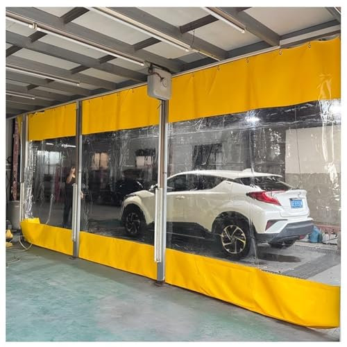 Cortina de vinilo resistente para exteriores para patio y garaje, divisor de área de trabajo, lona impermeable con ojales, 2,5 x 1,5 m, color amarillo, A