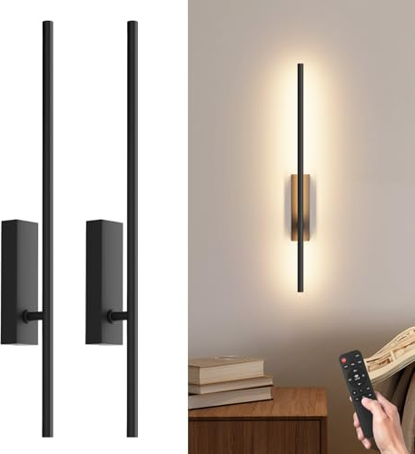 Coinmit 2 Lampade da Parete a LED con Telecomando Nero - 60 cm, 18 W, 3000K-6000K, con Funzioni di Regolazione dell'Intensità Luminosa e Temporizzazione, per Soggiorno, Camera da Letto, Corridoio