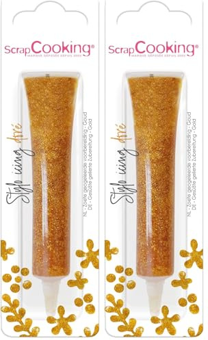 ScrapCooking - Stylo Icing Doré - Stylo de Glaçage Alimentaire Pâtisserie 26 g - Crayon Décoratif Comestible - Écrire & Dessiner sur Desserts, Gâteaux & Biscuits - Anniversaire Noël - Or Gold - 7066